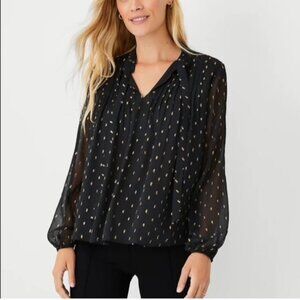 (NWT) Ann Taylor Shimmer Tie Neck Top - Size SP